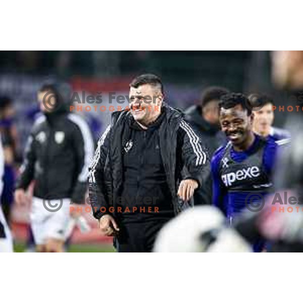 Feda Dudic, head coach of NK Maribor celebrates victory after winning Prva liga Telemach 2025/26 football match between NK Mura and NK Maribor in Fazanerija, Murska Sobota, Slovenia on November 29, 2025. Photo: Jure Banfi