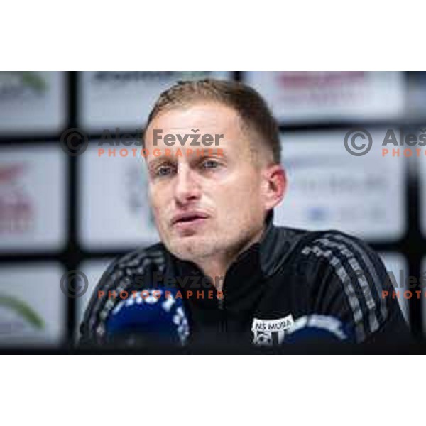 Darjan Slavic, head coach of NK Mura at the press conference after Prva liga Telemach 2025/26 football match between NK Mura and NK Maribor in Fazanerija, Murska Sobota, Slovenia on November 29, 2025. Photo: Jure Banfi