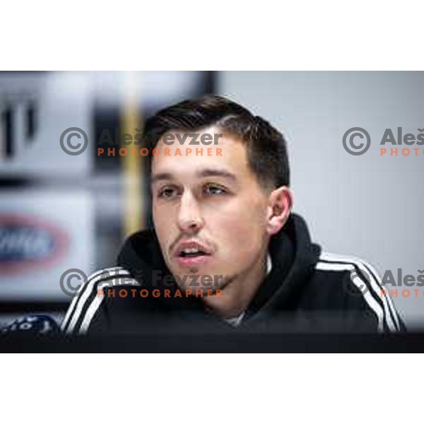 Nejc Ajhmajer at the press conference after Prva liga Telemach 2025/26 football match between NK Mura and NK Maribor in Fazanerija, Murska Sobota, Slovenia on November 29, 2025. Photo: Jure Banfi