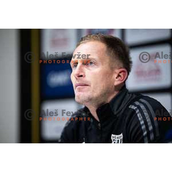 Darjan Slavic, head coach of NK Mura at the press conference after Prva liga Telemach 2025/26 football match between NK Mura and NK Maribor in Fazanerija, Murska Sobota, Slovenia on November 29, 2025. Photo: Jure Banfi