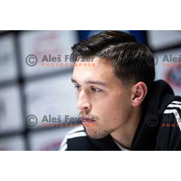 Nejc Ajhmajer at the press conference after Prva liga Telemach 2025/26 football match between NK Mura and NK Maribor in Fazanerija, Murska Sobota, Slovenia on November 29, 2025. Photo: Jure Banfi