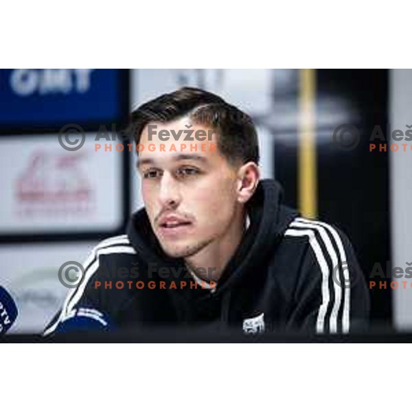 Nejc Ajhmajer at the press conference after Prva liga Telemach 2025/26 football match between NK Mura and NK Maribor in Fazanerija, Murska Sobota, Slovenia on November 29, 2025. Photo: Jure Banfi