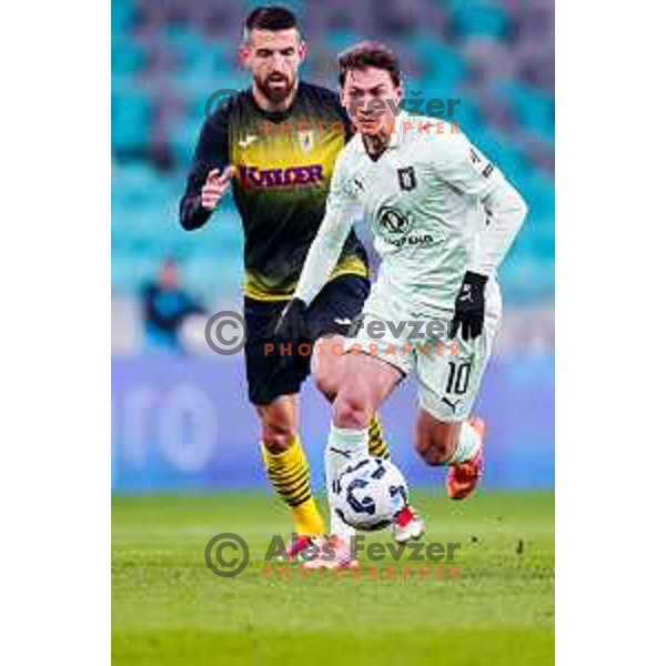in action during Prva liga Telemach 2025/2026 football match between Olimpija and Kalcer Radomlje in SRC Stozice, Ljubljana, Slovenia on Novermber 29, 2025