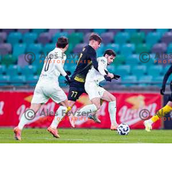 in action during Prva liga Telemach 2025/2026 football match between Olimpija and Kalcer Radomlje in SRC Stozice, Ljubljana, Slovenia on Novermber 29, 2025