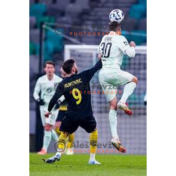 Jan Gorenc of Olimpija in action during Prva liga Telemach 2025/2026 football match between Olimpija and Kalcer Radomlje in SRC Stozice, Ljubljana, Slovenia on Novermber 29, 2025