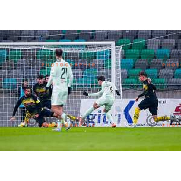 in action during Prva liga Telemach 2025/2026 football match between Olimpija and Kalcer Radomlje in SRC Stozice, Ljubljana, Slovenia on Novermber 29, 2025