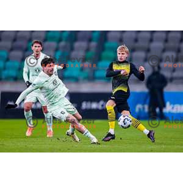 in action during Prva liga Telemach 2025/2026 football match between Olimpija and Kalcer Radomlje in SRC Stozice, Ljubljana, Slovenia on Novermber 29, 2025