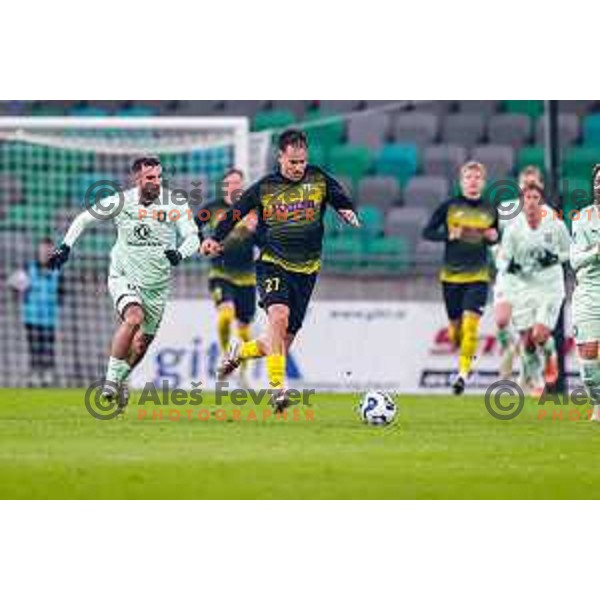 in action during Prva liga Telemach 2025/2026 football match between Olimpija and Kalcer Radomlje in SRC Stozice, Ljubljana, Slovenia on Novermber 29, 2025