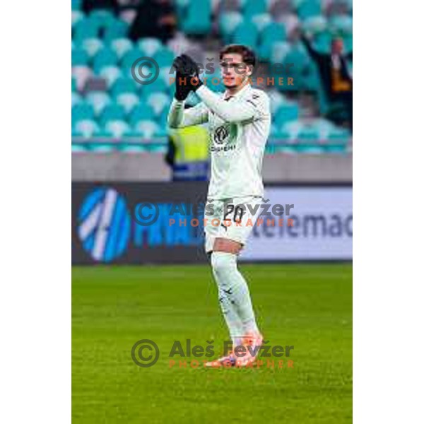 in action during Prva liga Telemach 2025/2026 football match between Olimpija and Kalcer Radomlje in SRC Stozice, Ljubljana, Slovenia on Novermber 29, 2025