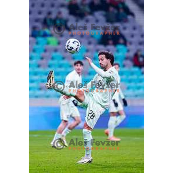 in action during Prva liga Telemach 2025/2026 football match between Olimpija and Kalcer Radomlje in SRC Stozice, Ljubljana, Slovenia on Novermber 29, 2025