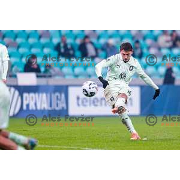 in action during Prva liga Telemach 2025/2026 football match between Olimpija and Kalcer Radomlje in SRC Stozice, Ljubljana, Slovenia on Novermber 29, 2025