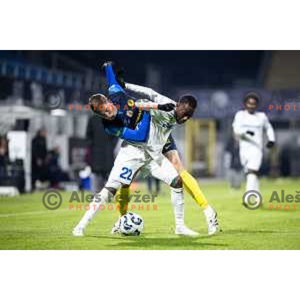 Ivica Vidovic vs Check Oumar Diakite in action during Prva liga Telemach 2025/26 football match between NK Celje and NK Koper in Stadion z’dezele, Celje, Slovenia on November 30, 2025. Photo: Jure Banfi