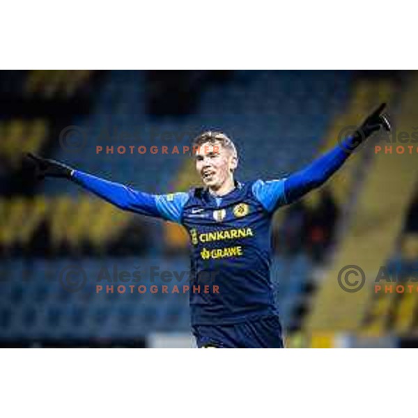 Ivica Vidovic celebrates goal during Prva liga Telemach 2025/26 football match between NK Celje and NK Koper in Stadion z’dezele, Celje, Slovenia on November 30, 2025. Photo: Jure Banfi