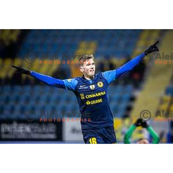 Ivica Vidovic celebrates goal during Prva liga Telemach 2025/26 football match between NK Celje and NK Koper in Stadion z’dezele, Celje, Slovenia on November 30, 2025. Photo: Jure Banfi