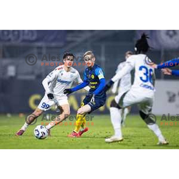 Kamil Manseri vs Zan Karnicnik in action during Prva liga Telemach 2025/26 football match between NK Celje and NK Koper in Stadion z’dezele, Celje, Slovenia on November 30, 2025. Photo: Jure Banfi