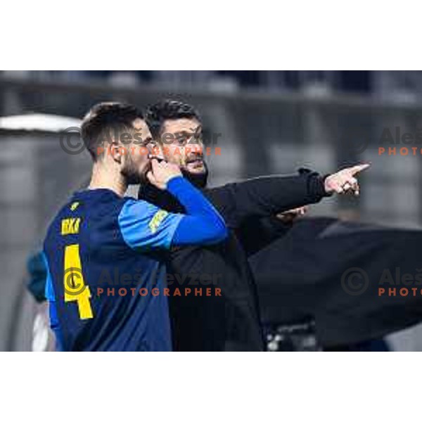 Darko Hrka and Albert Riera, head coach of NK Celje during Prva liga Telemach 2025/26 football match between NK Celje and NK Koper in Stadion z’dezele, Celje, Slovenia on November 30, 2025. Photo: Jure Banfi