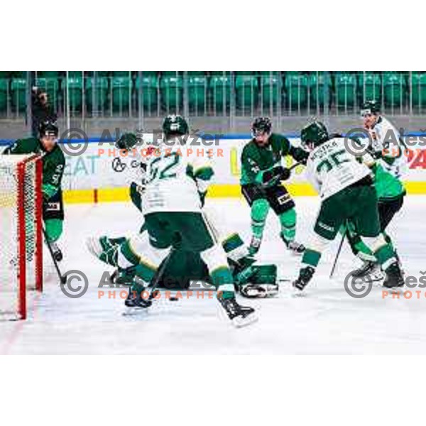 Robert Sabolic of SZ Olimpija in action during IceHL 2025/2026 ice-hockey match between SZ Olimpija and FTC Ferencvaros in Tivoli Hall, Ljubljana, Slovenia on November 30, 2025