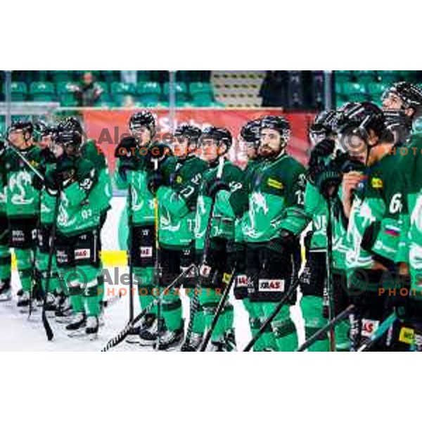 of SZ Olimpija in action during IceHL 2025/2026 ice-hockey match between SZ Olimpija and FTC Ferencvaros in Tivoli Hall, Ljubljana, Slovenia on November 30, 2025