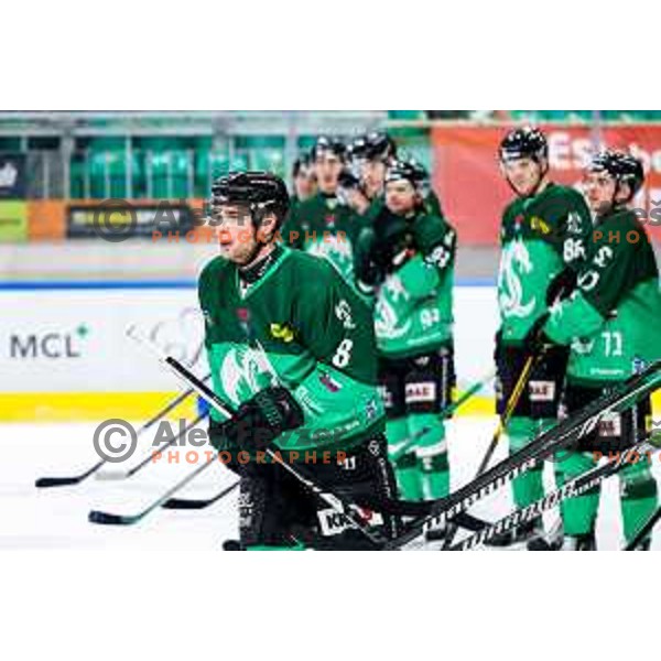 Marcel Mahkovec of SZ Olimpija in action at IceHL 2025/2026 ice-hockey match between SZ Olimpija and FTC Ferencvaros in Tivoli Hall, Ljubljana, Slovenia on November 30, 2025