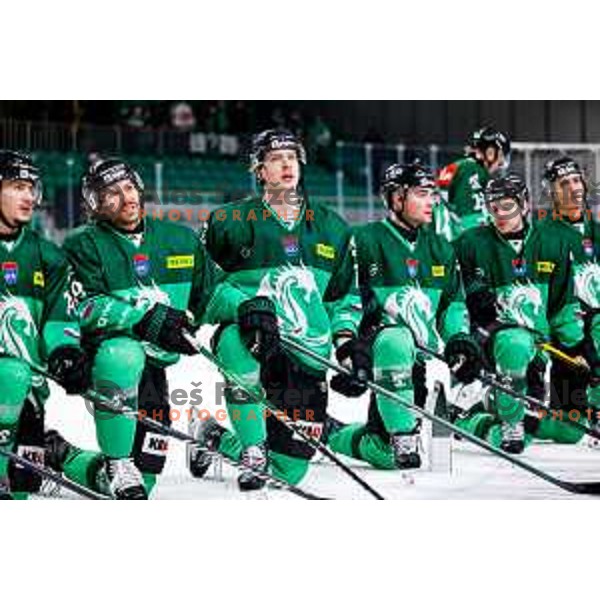 of SZ Olimpija in action during IceHL 2025/2026 ice-hockey match between SZ Olimpija and FTC Ferencvaros in Tivoli Hall, Ljubljana, Slovenia on November 30, 2025
