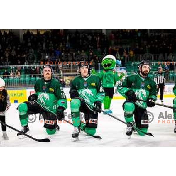 of SZ Olimpija in action during IceHL 2025/2026 ice-hockey match between SZ Olimpija and FTC Ferencvaros in Tivoli Hall, Ljubljana, Slovenia on November 30, 2025