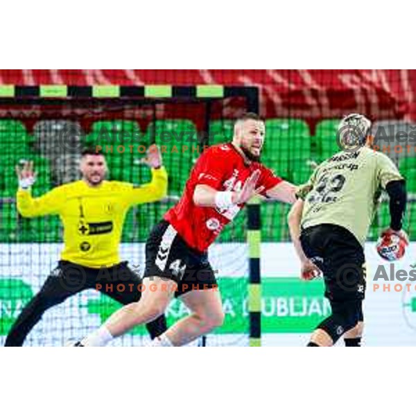 Ilija Brozovic of RD LL Grosist Slovan in actioin during EHF European League Men 2025/26 group match between RK LL Grosist Slovan (SLO) and SAH Aarhus (DEN) in Arena Stozice, Ljubljana, Slovenia on December 2, 2025