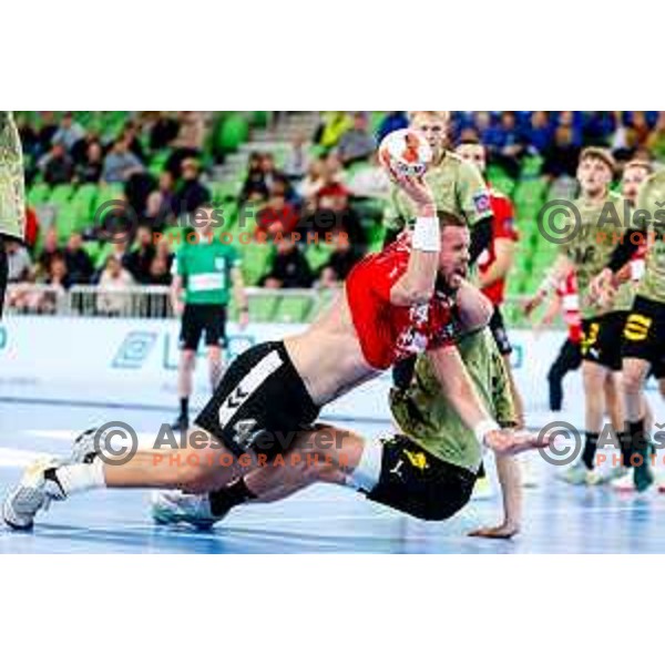 Ilija Brozovic of RD LL Grosist Slovan in actioin during EHF European League Men 2025/26 group match between RK LL Grosist Slovan (SLO) and SAH Aarhus (DEN) in Arena Stozice, Ljubljana, Slovenia on December 2, 2025