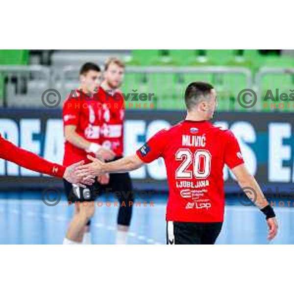 of RD LL Grosist Slovan in action during EHF European League Men 2025/26 group match between RK LL Grosist Slovan (SLO) and SAH Aarhus (DEN) in Arena Stozice, Ljubljana, Slovenia on December 2, 2025