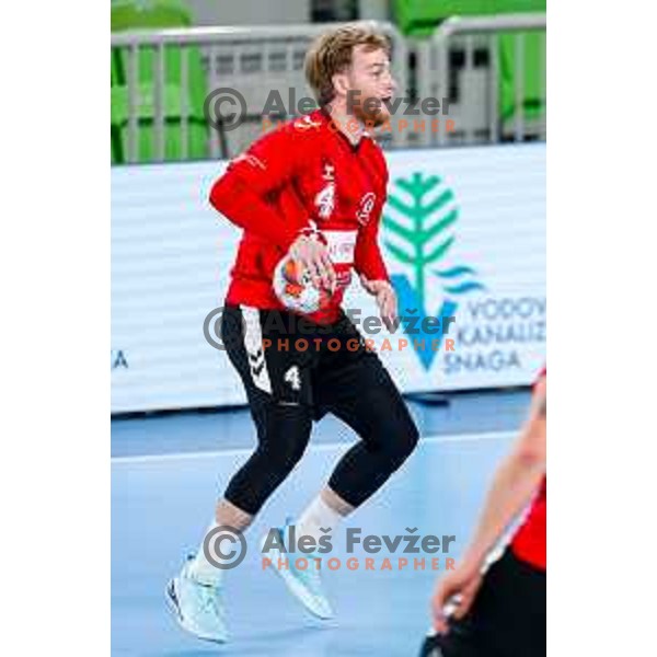 Lovro Viscek of RD LL Grosist Slovan in action during EHF European League Men 2025/26 group match between RK LL Grosist Slovan (SLO) and SAH Aarhus (DEN) in Arena Stozice, Ljubljana, Slovenia on December 2, 2025