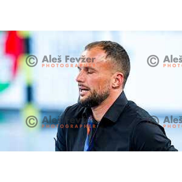 Uros Zorman, head coach of RD LL Grosist Slovan in during EHF European League Men 2025/26 group match between RK LL Grosist Slovan (SLO) and SAH Aarhus (DEN) in Arena Stozice, Ljubljana, Slovenia on December 2, 2025