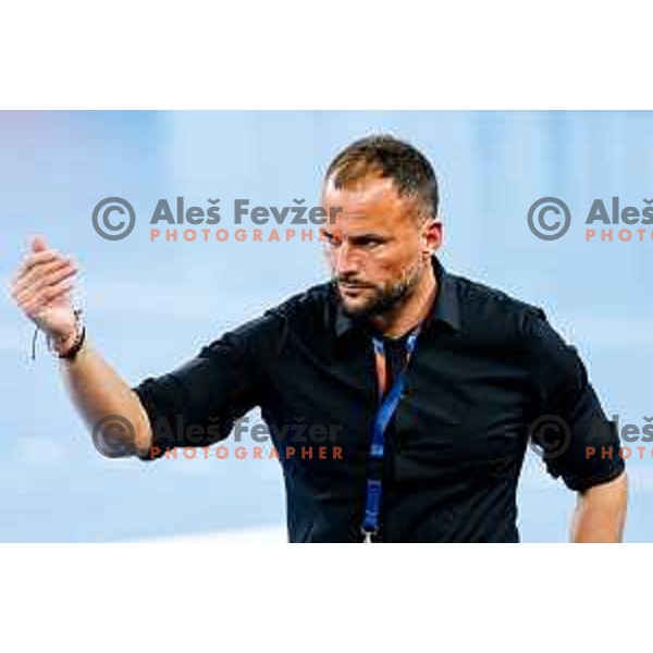 Uros Zorman, head coach of RD LL Grosist Slovan in during EHF European League Men 2025/26 group match between RK LL Grosist Slovan (SLO) and SAH Aarhus (DEN) in Arena Stozice, Ljubljana, Slovenia on December 2, 2025