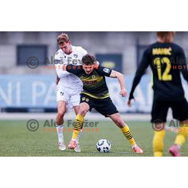 Mark Strajnar in action during Pivovarna Union Slovenian Cup quarter-final football match between Kalcer Radomlje and Primorje in Radomlje Sports Park, Slovenia on December 3, 2025