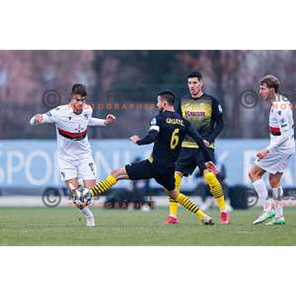 Zan Besir in action during Pivovarna Union Slovenian Cup quarter-final football match between Kalcer Radomlje and Primorje in Radomlje Sports Park, Slovenia on December 3, 2025