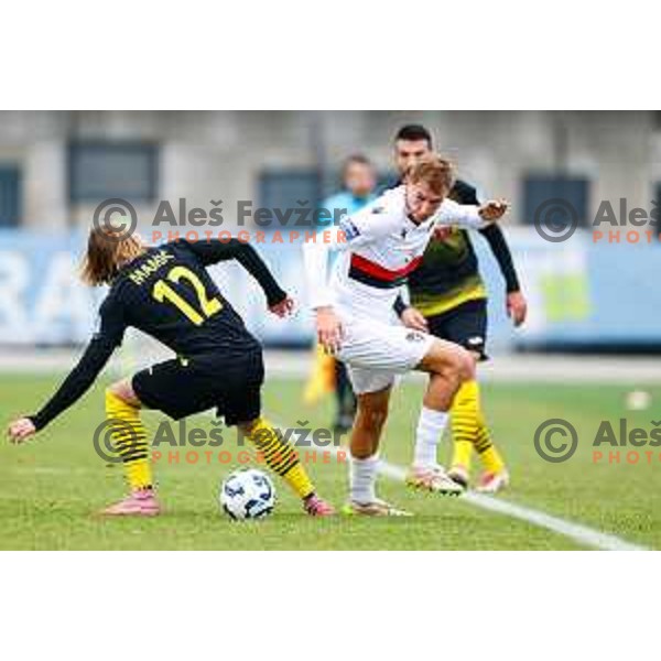 Mark Strajnar in action during Pivovarna Union Slovenian Cup quarter-final football match between Kalcer Radomlje and Primorje in Radomlje Sports Park, Slovenia on December 3, 2025