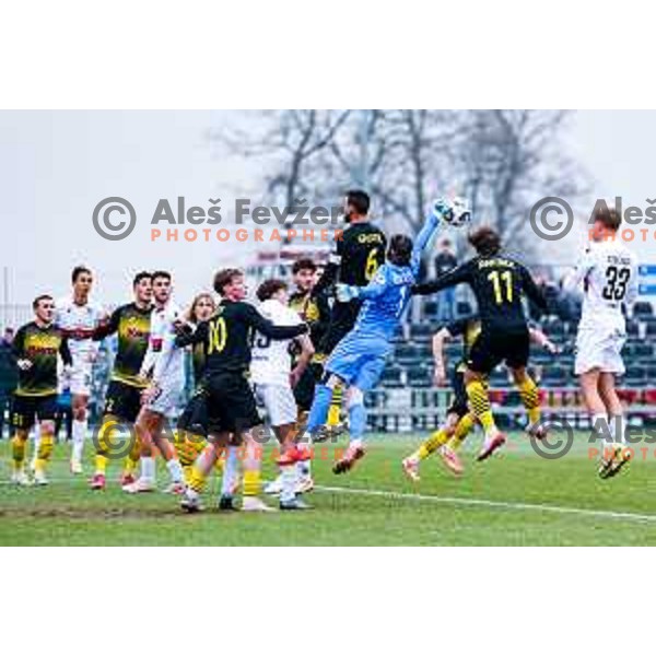 Samo Pridgar in action during Pivovarna Union Slovenian Cup quarter-final football match between Kalcer Radomlje and Primorje in Radomlje Sports Park, Slovenia on December 3, 2025