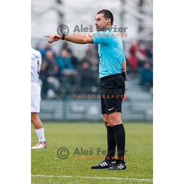 in action during Pivovarna Union Slovenian Cup quarter-final football match between Kalcer Radomlje and Primorje in Radomlje Sports Park, Slovenia on December 3, 2025