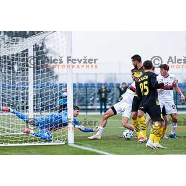 Samo Pridgar in action during Pivovarna Union Slovenian Cup quarter-final football match between Kalcer Radomlje and Primorje in Radomlje Sports Park, Slovenia on December 3, 2025