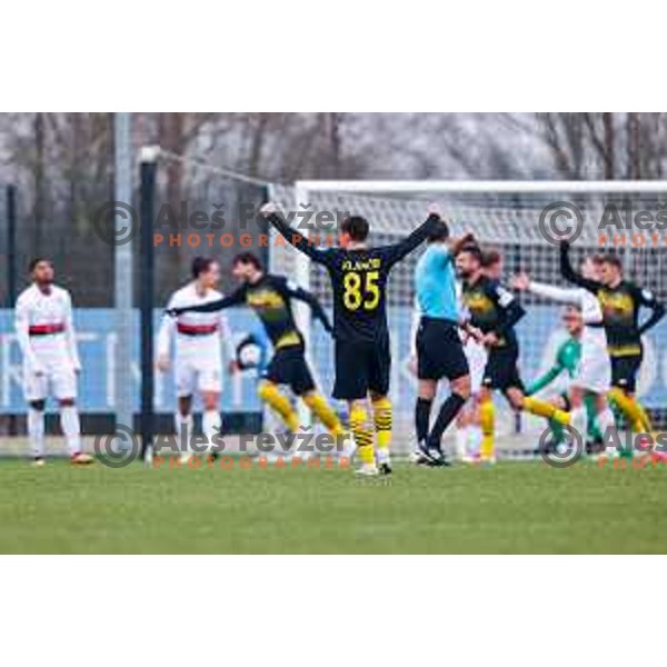 in action during Pivovarna Union Slovenian Cup quarter-final football match between Kalcer Radomlje and Primorje in Radomlje Sports Park, Slovenia on December 3, 2025