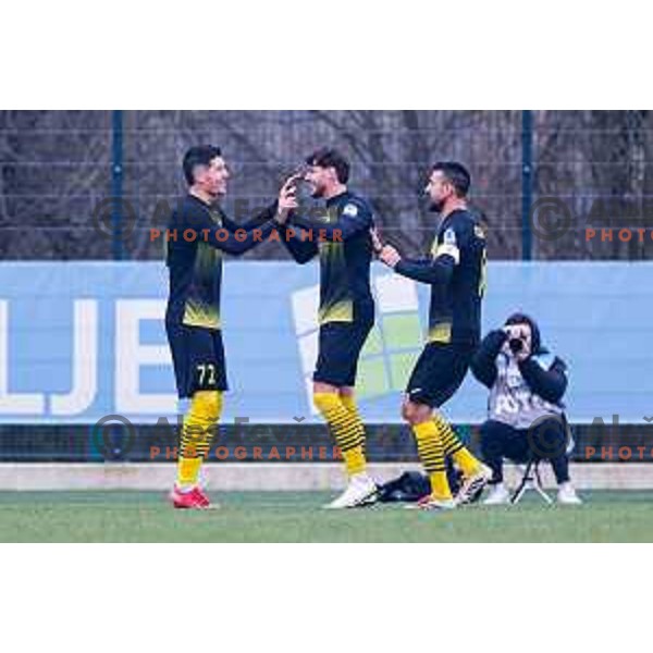 in action during Pivovarna Union Slovenian Cup quarter-final football match between Kalcer Radomlje and Primorje in Radomlje Sports Park, Slovenia on December 3, 2025