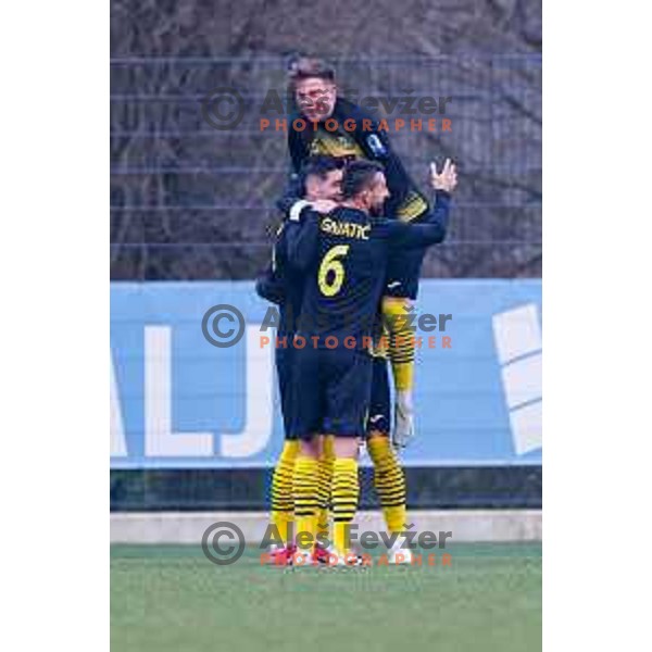 in action during Pivovarna Union Slovenian Cup quarter-final football match between Kalcer Radomlje and Primorje in Radomlje Sports Park, Slovenia on December 3, 2025