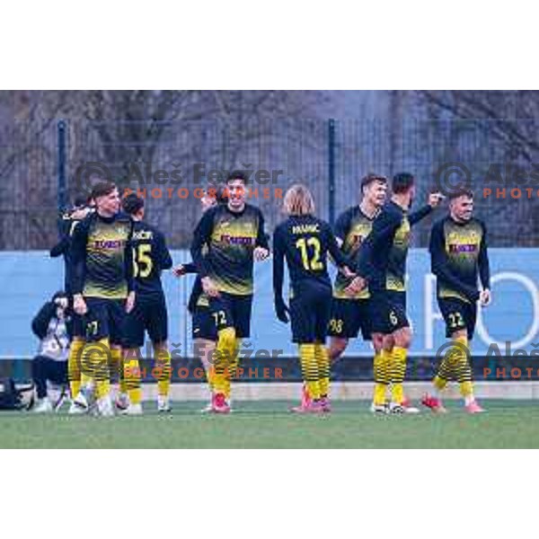 in action during Pivovarna Union Slovenian Cup quarter-final football match between Kalcer Radomlje and Primorje in Radomlje Sports Park, Slovenia on December 3, 2025