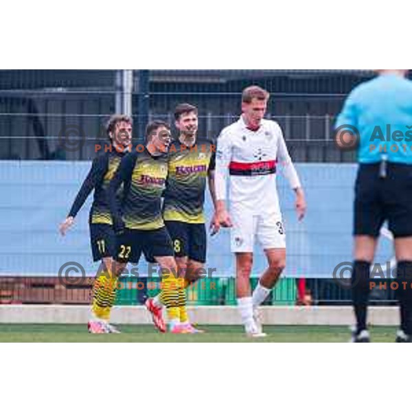 in action during Pivovarna Union Slovenian Cup quarter-final football match between Kalcer Radomlje and Primorje in Radomlje Sports Park, Slovenia on December 3, 2025