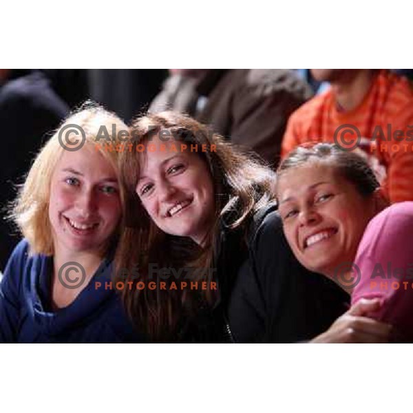 Kogovsek, Gros and Culibrk at handball match Krim Mercator (SLO)- Metz Handball (FRA) in round2 of EHF Women\'s Championsleague, played in Ljubljana, Slovenia 9.11.2008. Metz Handball won 31:26 