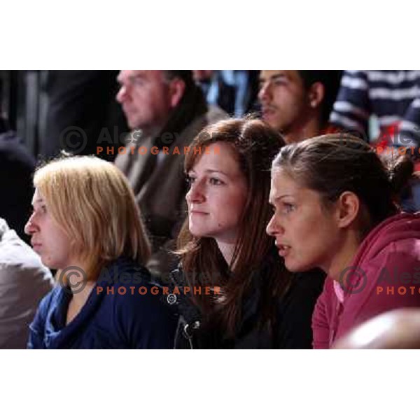 Culibrk, Gros and Kogocsek (R-L) at handball match Krim Mercator (SLO)- Metz Handball (FRA) in round2 of EHF Women\'s Championsleague, played in Ljubljana, Slovenia 9.11.2008. Metz Handball won 31:26 