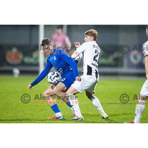 Luka Pihler vs Zan Petrovic in action during Pivovarna Union Slovenian Cup 2025/26 football match between NK Mura and NK Nafta 1903 in Fazanerija, Murska Sobota, Slovenia on December 3, 2025. Photo: Jure Banfi