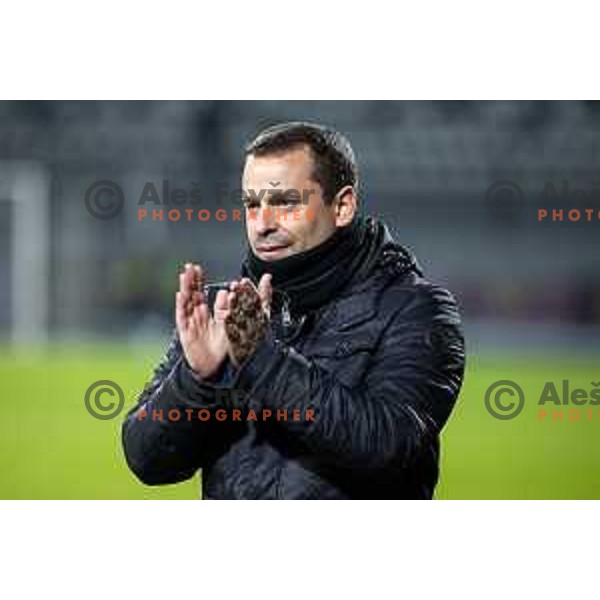 Jozsef Bozsik, head coach of NK Nafta 1903 celebrates victory during Pivovarna Union Slovenian Cup 2025/26 football match between NK Mura and NK Nafta 1903 in Fazanerija, Murska Sobota, Slovenia on December 3, 2025. Photo: Jure Banfi