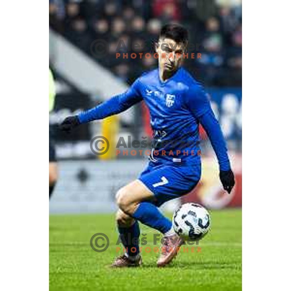 Josip Ivan Zorica in action during Pivovarna Union Slovenian Cup 2025/26 football match between NK Mura and NK Nafta 1903 in Fazanerija, Murska Sobota, Slovenia on December 3, 2025. Photo: Jure Banfi
