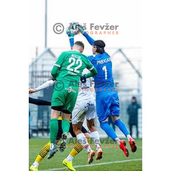 in action during Pivovarna Union Slovenian Cup quarter-final football match between Kalcer Radomlje and Primorje in Radomlje Sports Park, Slovenia on December 3, 2025