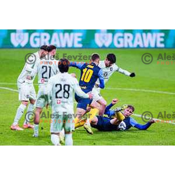 in action during Pivovarna Union Slovenian Cup eight-final football match between Olimpija and Celje in SRC Stozice, Slovenia on December 4, 2025