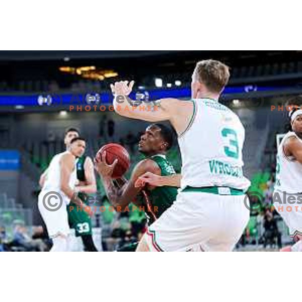 in action during BKT EuroCup 2025/2026 basketball match between Cedevita Olimpija (SLO) and Slask Wroclaw (POL) in SRC Stozice, Ljubljana, Slovenia on December 4, 2025. Photo: Filip Barbalic